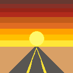 carretera amb posta de sol